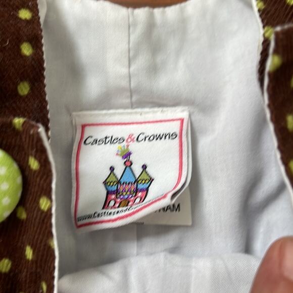 Castles & Crowns Thanksgiving fall polka dot corduroy turkey appliqué romper 12M - Picture 6 of 8